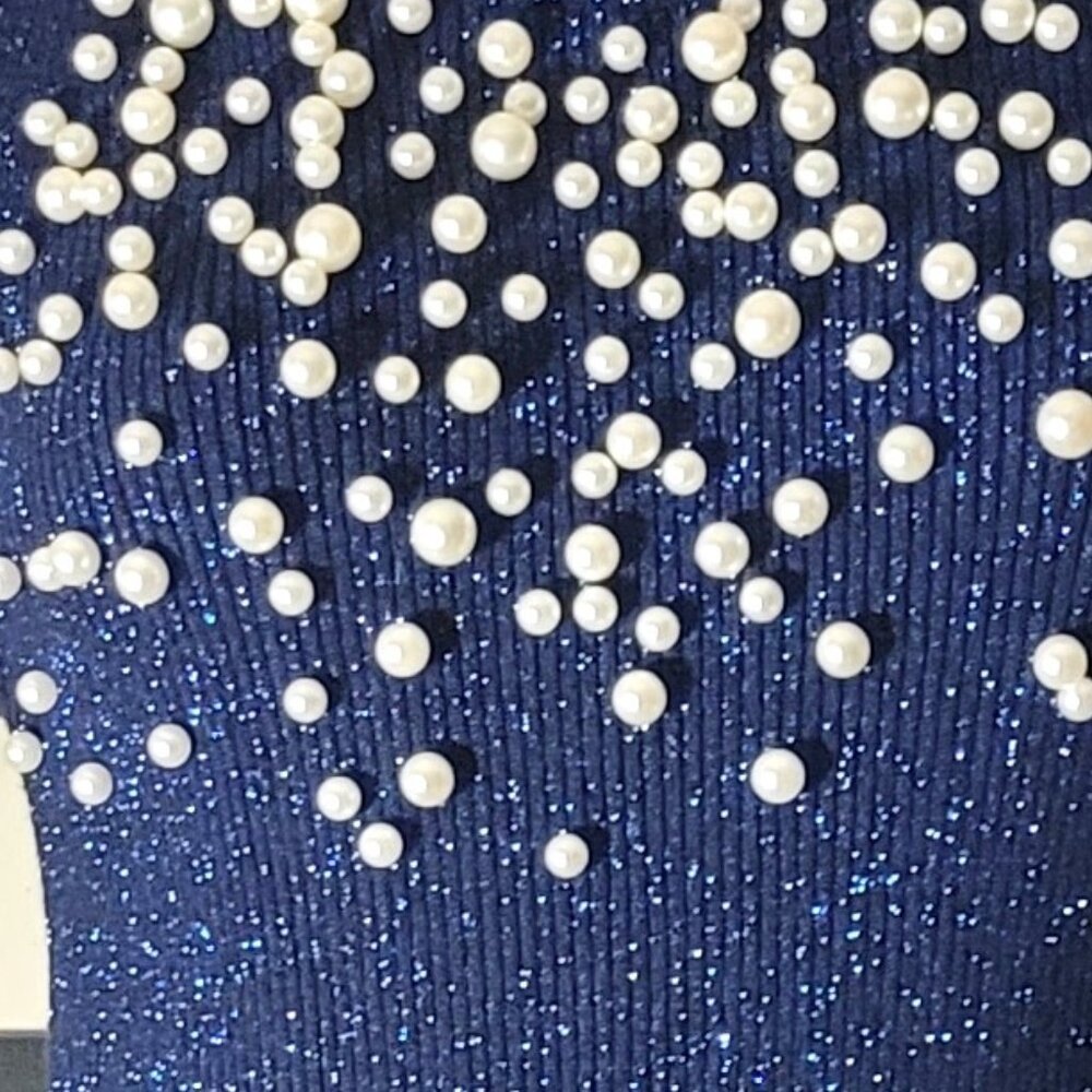 Shein Navy Blue Glittered, Pearl Decorated - Picture 3 of 5